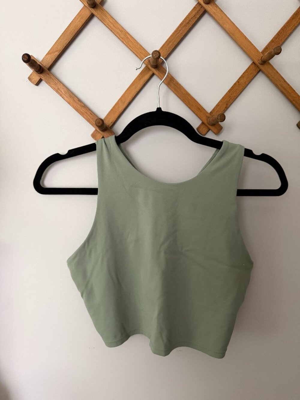 Quince Ultra-Form High-Neck Cropped Tank in Smoked Thyme Green